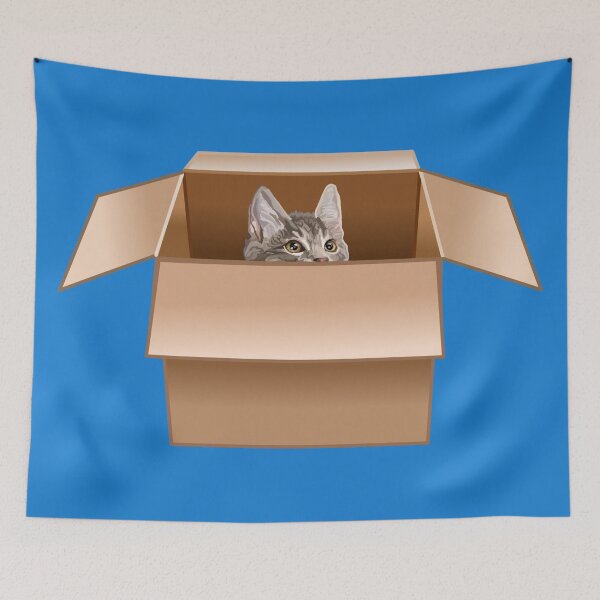 Item preview, Tabby Kitten Peeking from Cardboard Box designed and sold by Deborah Camp.
