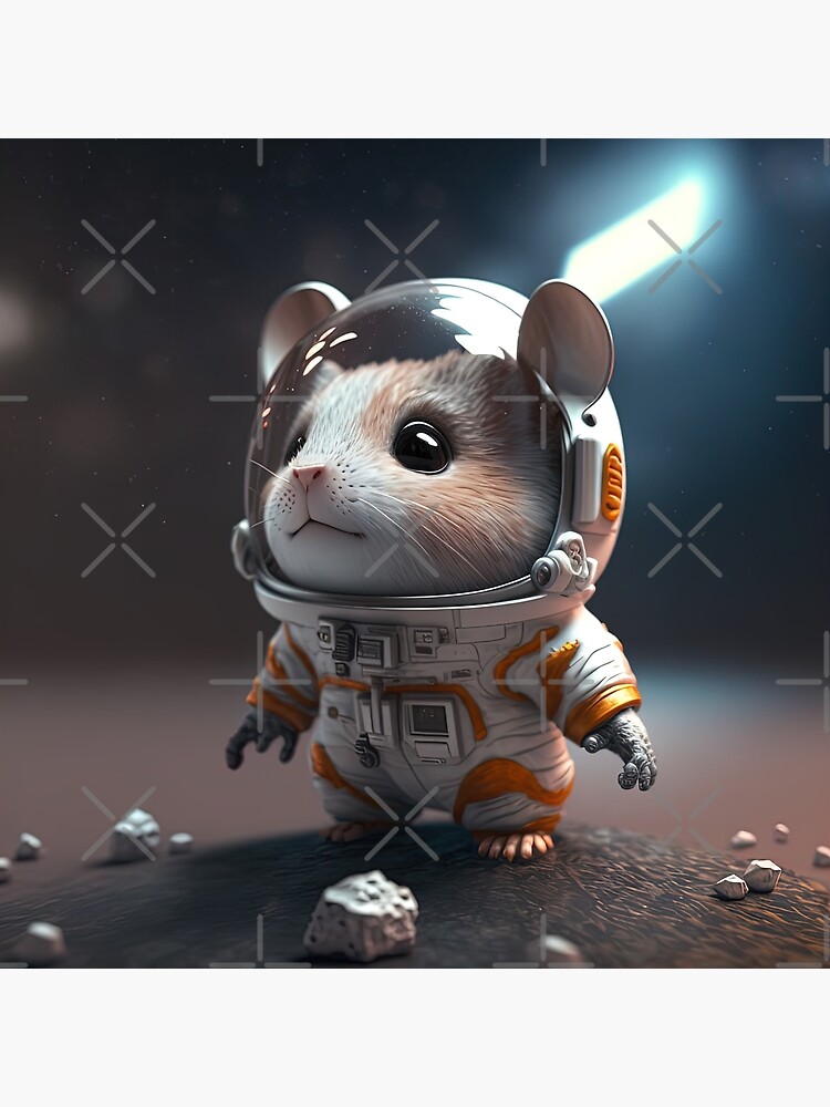 Disover Cute little mouse astronaut Premium Matte Vertical Poster