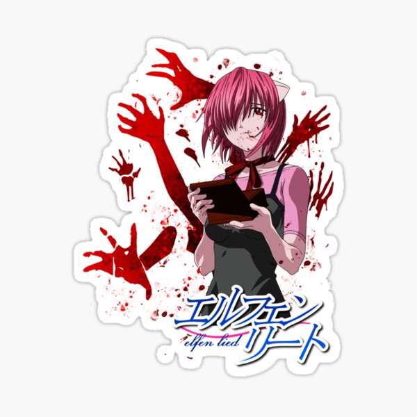 Elfen Lied, red, anime girls, minimalism, anime, Nyu, black, black  background