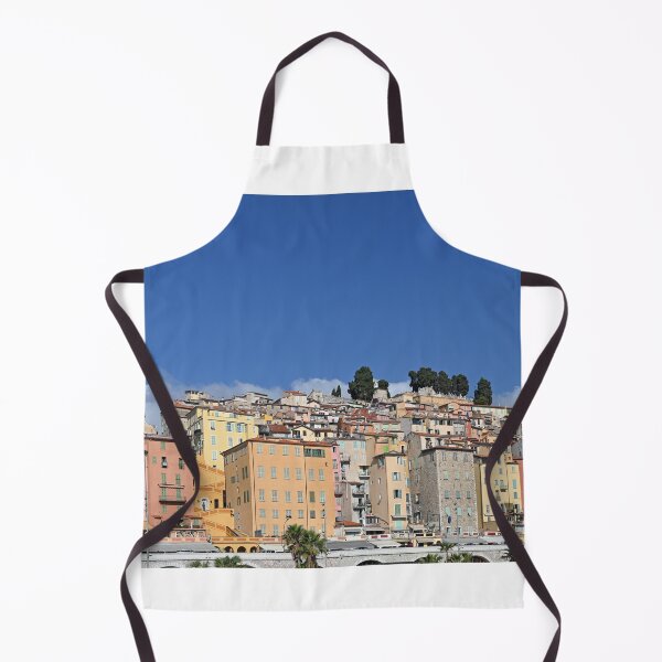 Item preview, Church tower and colorful old buildings in Menton France summer season designed and sold by goceris.