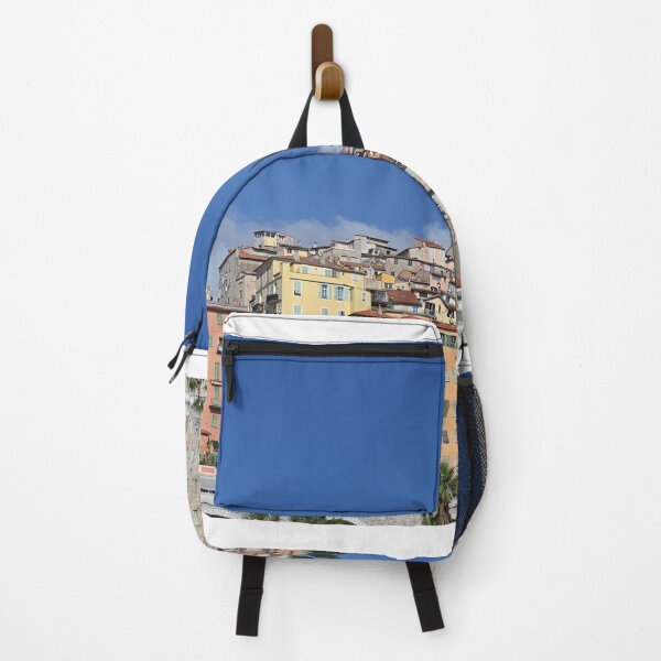Item preview, Church tower and colorful old buildings in Menton France summer season designed and sold by goceris.