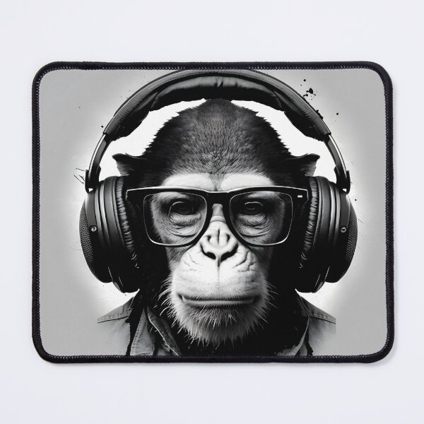 Item preview, Stylish monkey with earphones and glasses designed and sold by AgitProPrints.