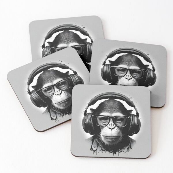 Item preview, Stylish monkey with earphones and glasses designed and sold by AgitProPrints.