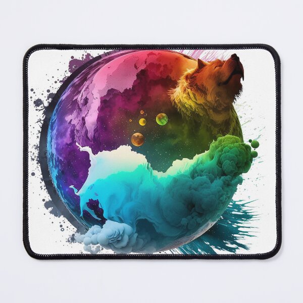 Item preview, colorful planet earth with paints and wolf designed and sold by KaterynaKet.