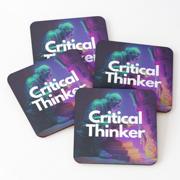 Item preview, Critical Thinker White on Black entrepreneur Analog Horror, chalk art, wide shot, V-Ray rendering designed and sold by EmprendeHoy.