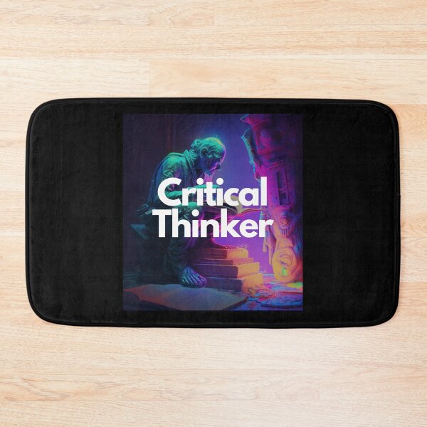 Item preview, Critical Thinker White on Black entrepreneur Analog Horror, chalk art, wide shot, V-Ray rendering designed and sold by EmprendeHoy.