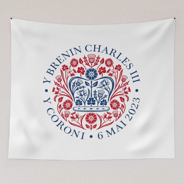 Item preview, The Coronation of King Charles III Red, White and Blue Welsh Language Logo designed and sold by Duncan Day.