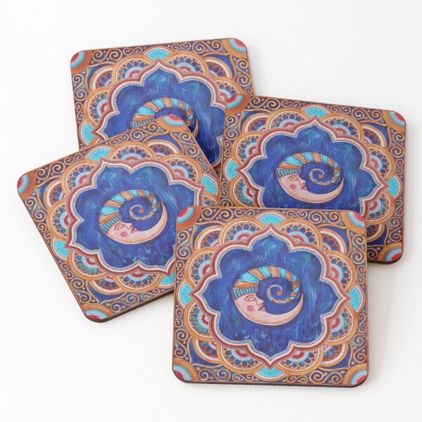Item preview, sleeping moon, Hand-painted picture designed and sold by Hennagirl.