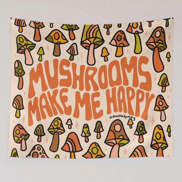 Item preview, Mushrooms Make Me Happy designed and sold by doodlebymeg.