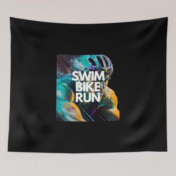 Item preview, Swim Bike Run Triathlon White on Black Sublime, Cholo, Dripping Paint, close-up portrait, textured, Soft focus, Sticker, opalescent colors designed and sold by Triathlongram.