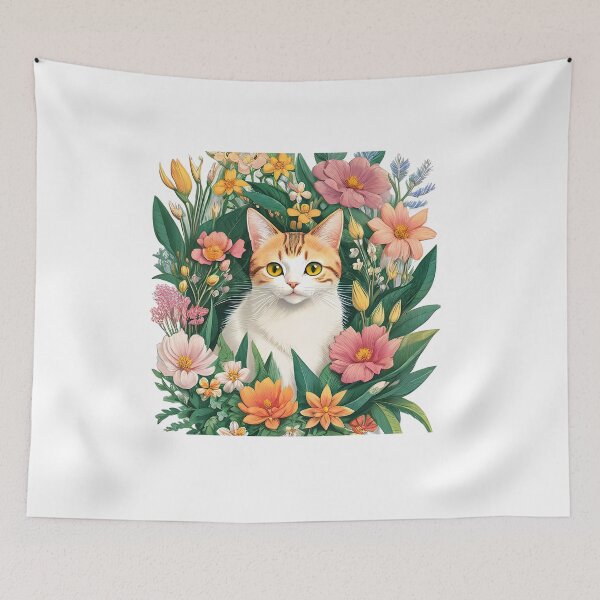Item preview, Cat surrounded by flowers designed and sold by ChaosEdits.