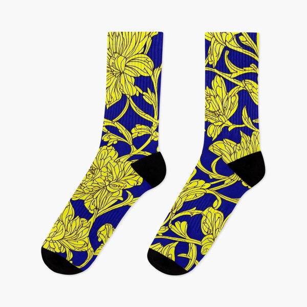 Item preview, Aesthetic Movement Flowers: A Blue and Yellow Pattern Inspired by Morris designed and sold by nouveaudecor.