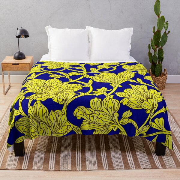 Item preview, Aesthetic Movement Flowers: A Blue and Yellow Pattern Inspired by Morris designed and sold by nouveaudecor.