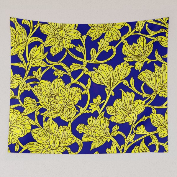 Item preview, Aesthetic Movement Flowers: A Blue and Yellow Pattern Inspired by Morris designed and sold by nouveaudecor.