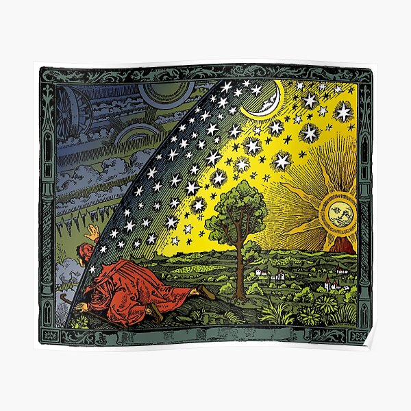 The Flammarion engraving, hand coloured Poster