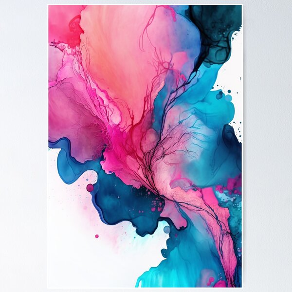 Item preview, Pink and Blue Symphony - Abstract Alcohol Ink Art designed and sold by inkvestor.
