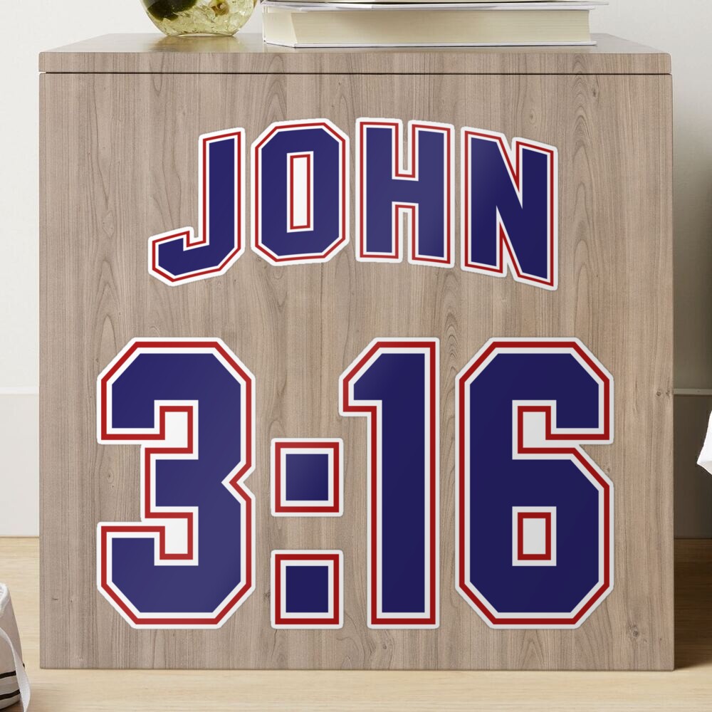 John 3:16 Football Jersey Style - Distressed Sticker for Sale by