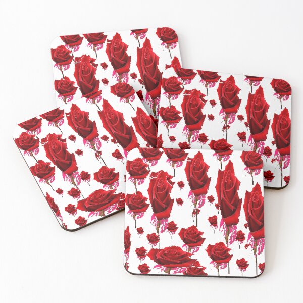 Item preview, ABSTRACTED RED ROSES PATTERNS WHITE ART designed and sold by sharlesart.