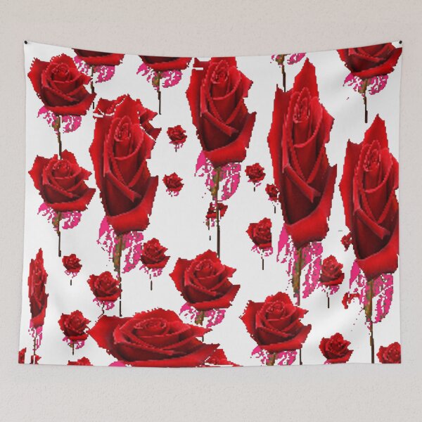 Item preview, ABSTRACTED RED ROSES PATTERNS WHITE ART designed and sold by sharlesart.