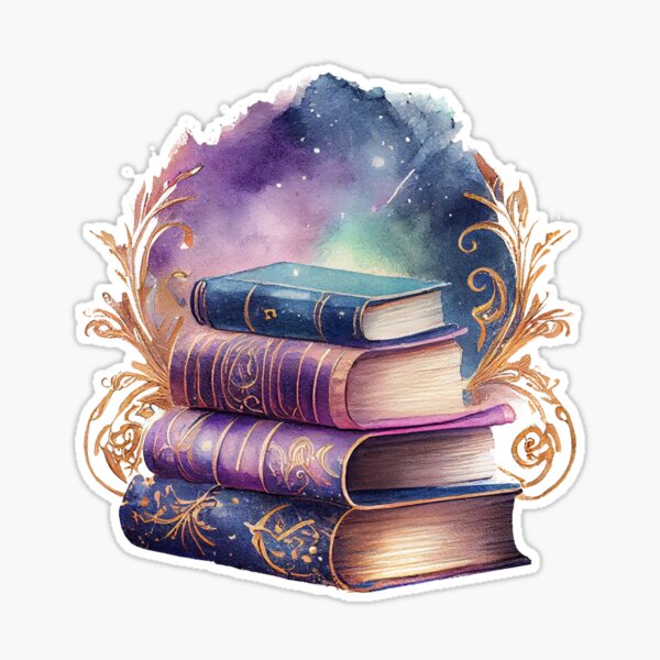Magical Textbooks Stickers, Books Sticker, Books on Broomstick Sticker,  Magical Sticker 