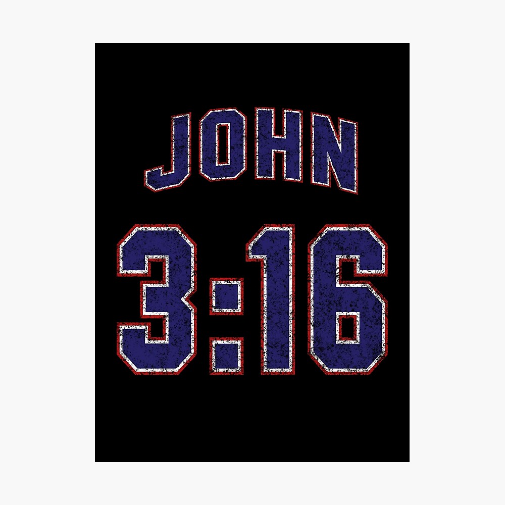 John 3:16 Football Jersey Style - Distressed Sticker for Sale by