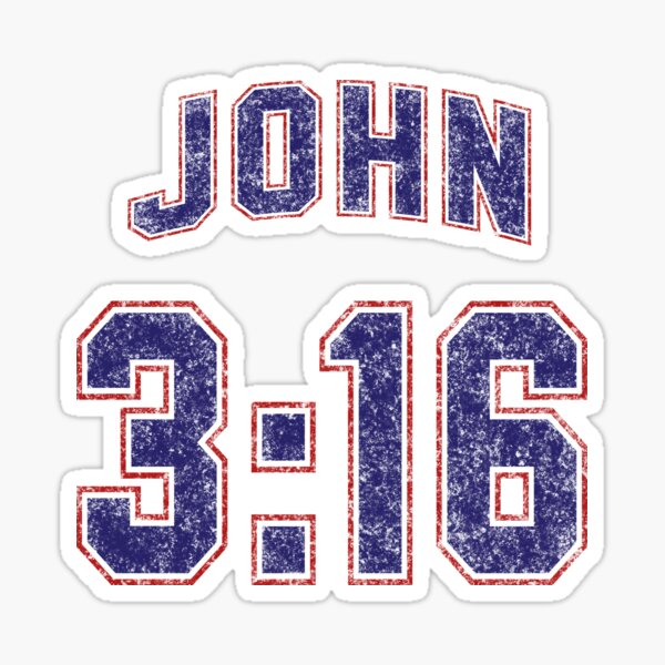 John 3:16 Football Jersey Style - Distressed Sticker for Sale by  joshcartoonguy