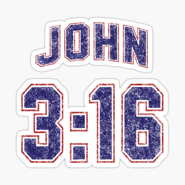 John 3:16 Football Jersey Style - Distressed Sticker for Sale by