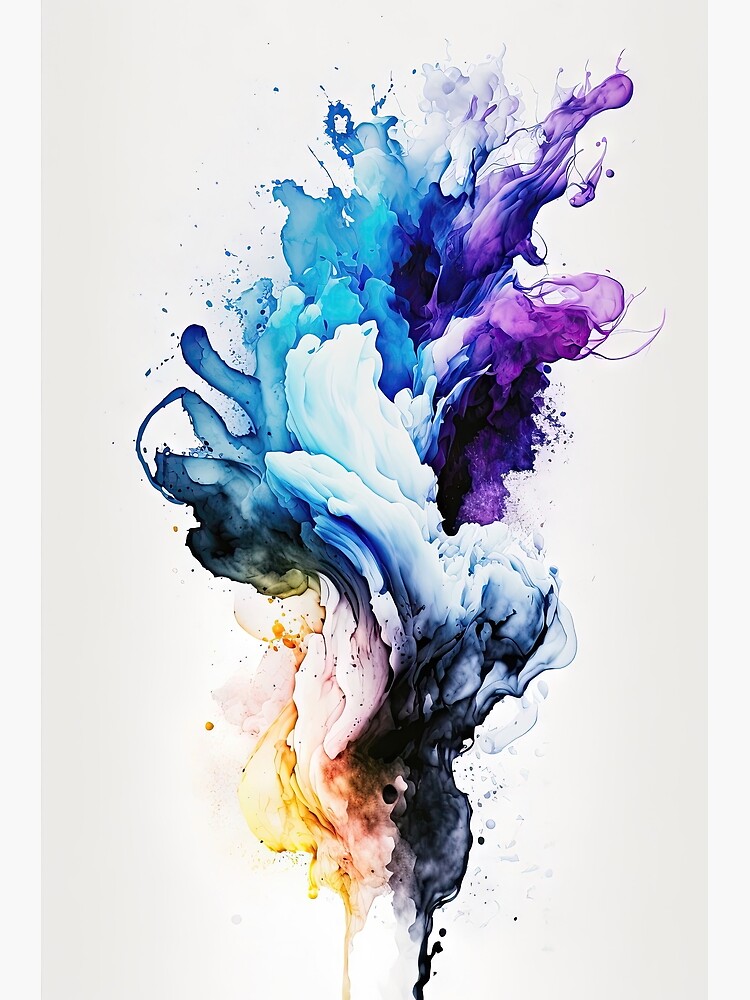 Whispers of Smoke: Abstract Watercolor in Violet and Blue Hues