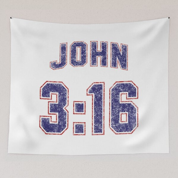 Item preview, John 3:16 Football Jersey Style - Distressed on White Background designed and sold by joshcartoonguy.