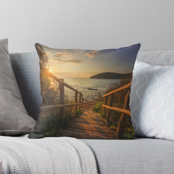 Descent to the sea in Cala Violina beach. Tuscany, Italy Throw Pillow