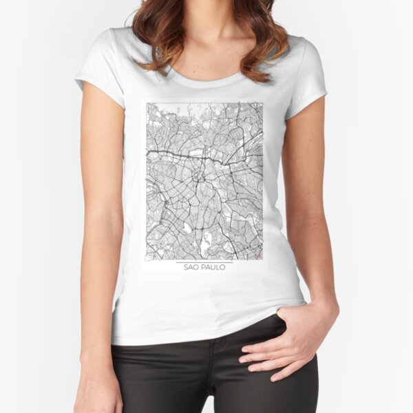 Sao Paulo Map Minimal Fitted Scoop T-Shirt