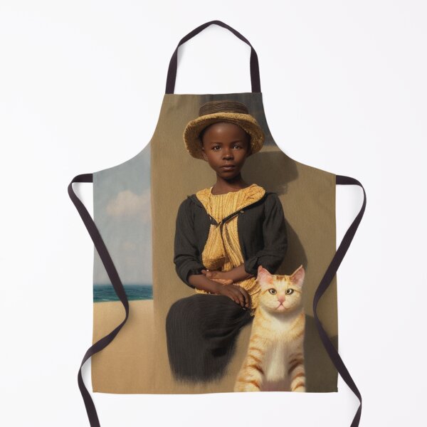 Item preview, black child with white cat by the sea designed and sold by Bernsteinhaus.