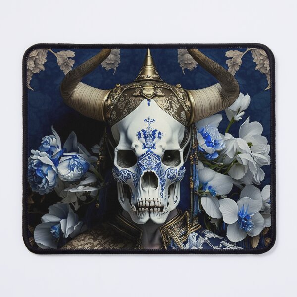 Item preview, Portrait of a White Porcelain Skull with Blue Decoration designed and sold by aiko-art.