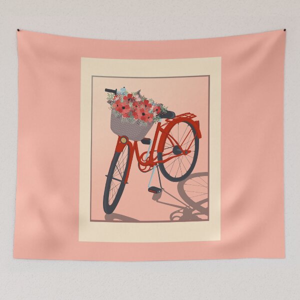 Item preview, The red bike with a flower basket just waiting for you designed and sold by marina63.