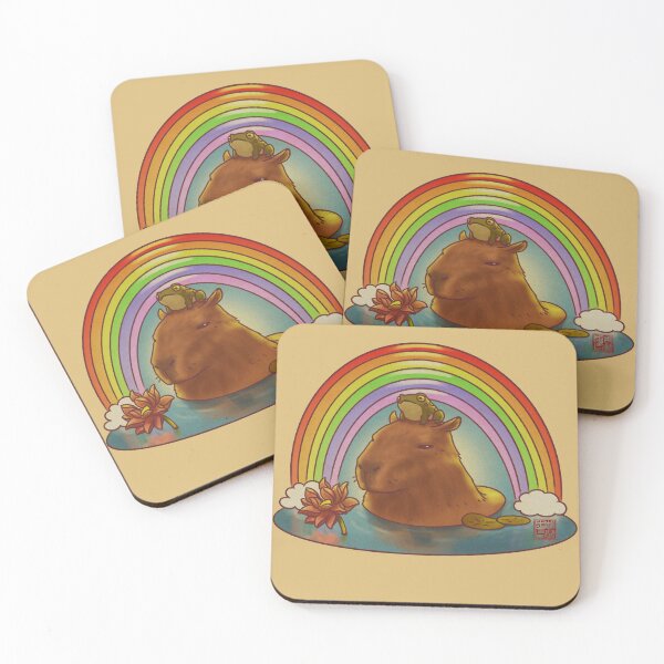 Item preview, Capybara and Frog Rainbow designed and sold by DingHuArt.