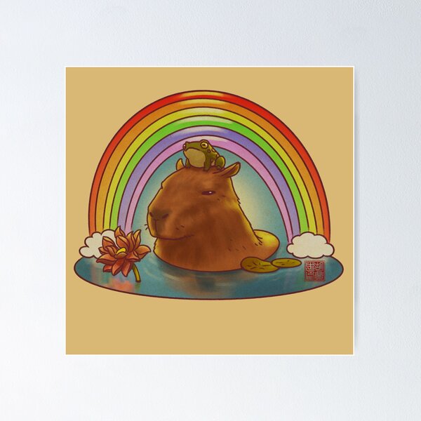 Item preview, Capybara and Frog Rainbow designed and sold by DingHuArt.