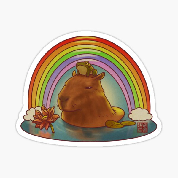 Item preview, Capybara and Frog Rainbow designed and sold by DingHuArt.