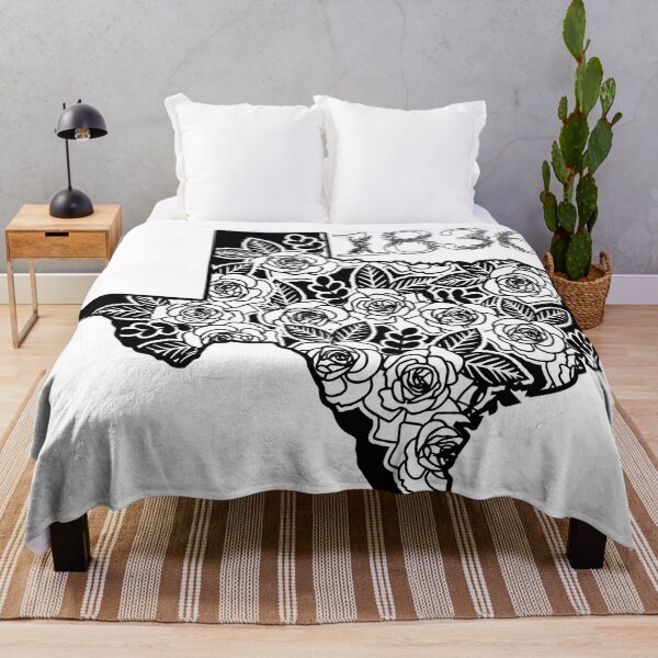 Item preview, Black and white texas flower map designed and sold by ardianSZ-studio.
