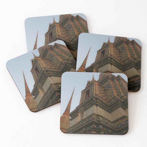 Item preview, Unusual low angle view of a Buddha pagoda against clear sky. designed and sold by kall3bu.