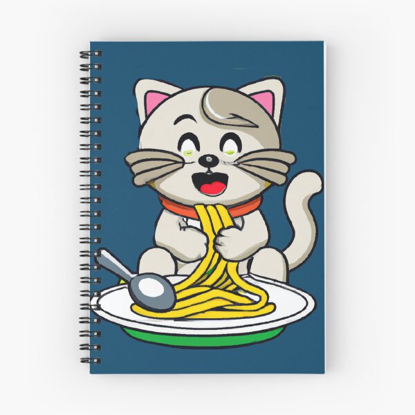 Item preview, White Cartoon Cat Eating Spaghetti designed and sold by mabdulrabn.