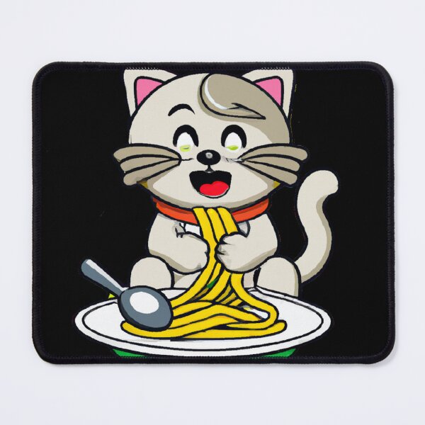 Item preview, White Cartoon Cat Eating Spaghetti designed and sold by mabdulrabn.