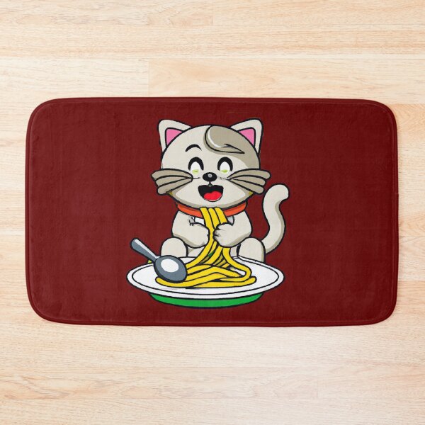 Item preview, White Cartoon Cat Eating Spaghetti designed and sold by mabdulrabn.