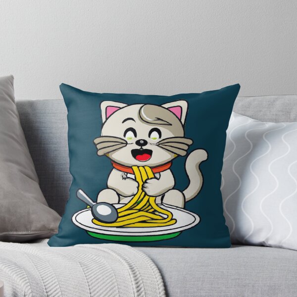 Item preview, White Cartoon Cat Eating Spaghetti designed and sold by mabdulrabn.