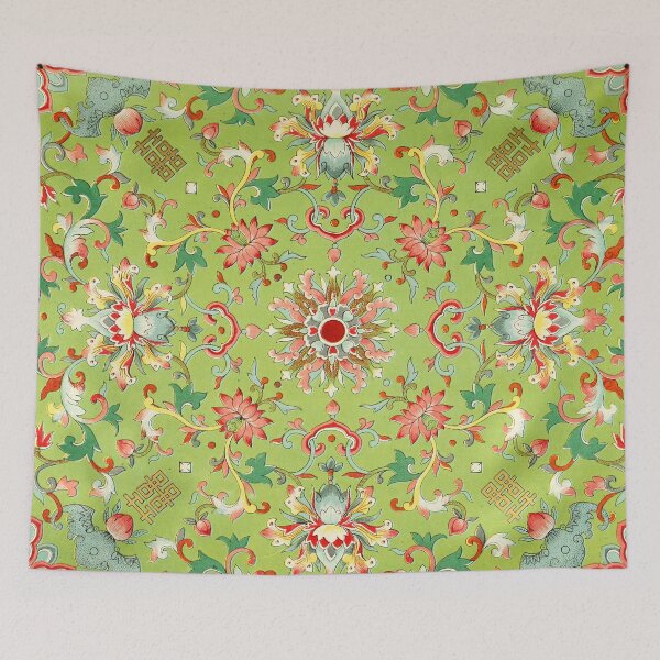 Item preview, Green and Red Chinese Floral Chinoserie Pattern designed and sold by amini54.
