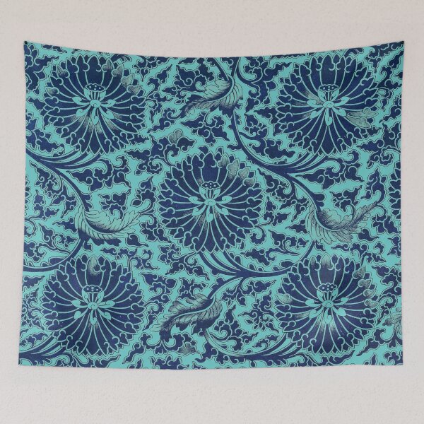 Item preview, Blue and Teal Chinoserie Floral Pattern designed and sold by amini54.