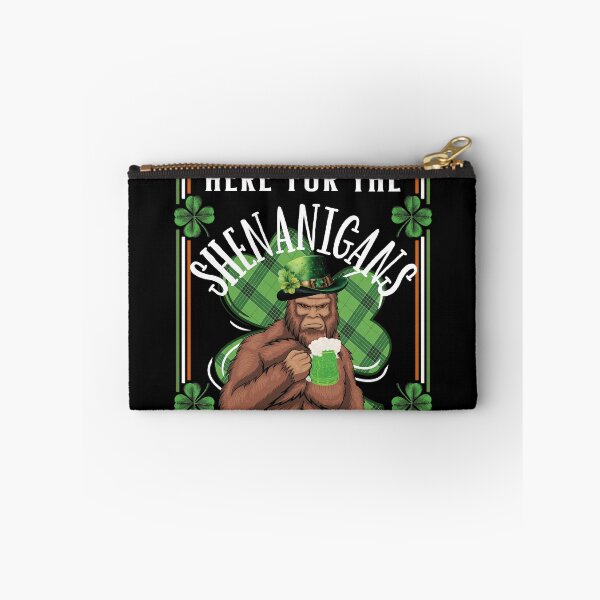 Item preview, HERE FOR THE SHENANIGANS, FUNNY IRISH SASQUATCH DRINKING GREEN BEER designed and sold by FlutteringWings.