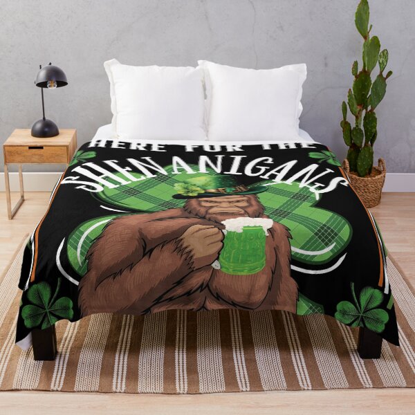 Item preview, HERE FOR THE SHENANIGANS, FUNNY IRISH SASQUATCH DRINKING GREEN BEER designed and sold by FlutteringWings.
