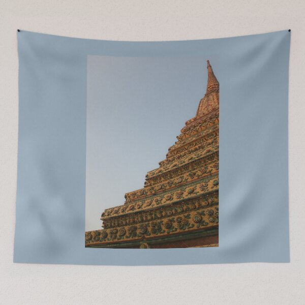 Item preview, Second unusual low angle view of a Buddha stupa against clear sky. designed and sold by kall3bu.
