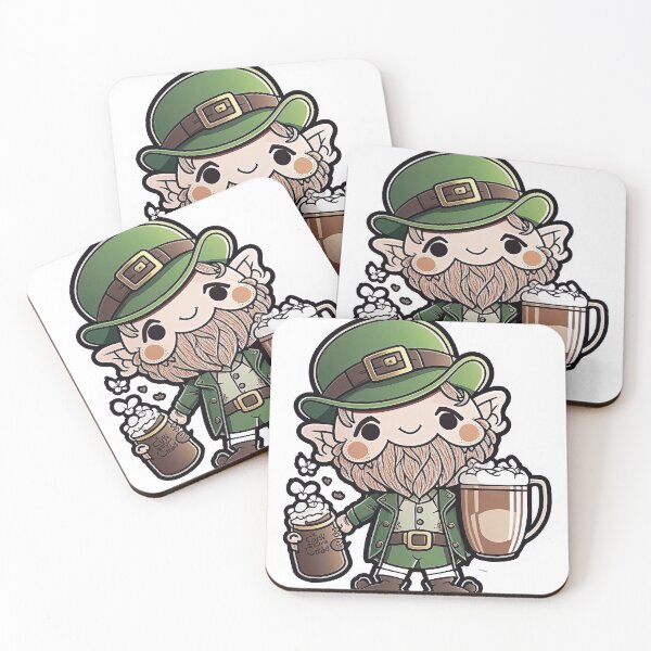 Item preview, Leprechaun holding 2 glasses of Guinness designed and sold by knuppify.