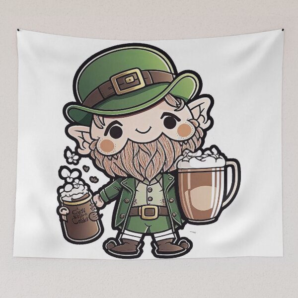 Item preview, Leprechaun holding 2 glasses of Guinness designed and sold by knuppify.